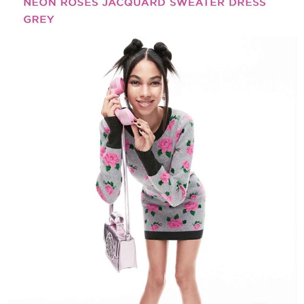 Betsey Johnson animal print & roses jacquard fleece Shirt dress midi Medium